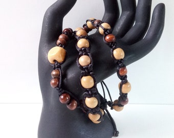 Braided bracelet - Wooden bracelet - Bracelet with wooden beads - Friendship bracelet