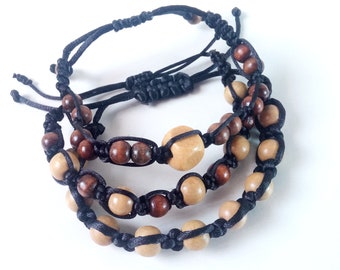 Braided Bracelet - Wooden Bracelet - Bracelet with Wooden Beads - Friendship Bracelet