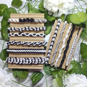 Braided Bracelets - Thread Bracelets - Rope Bracelets - Black and White Bracelets - Bracelet Pack