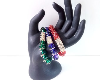 Green Bracelet - Bracelet - Emerald - Blue Bracelet - Navy - Red Bracelet - Crimson - Translucent