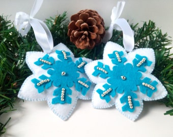 Ornament - Flower - Star - Snowflake - Brush - Set of 5 pieces - Christmas ornament - Christmas toy - Decoration - Snow