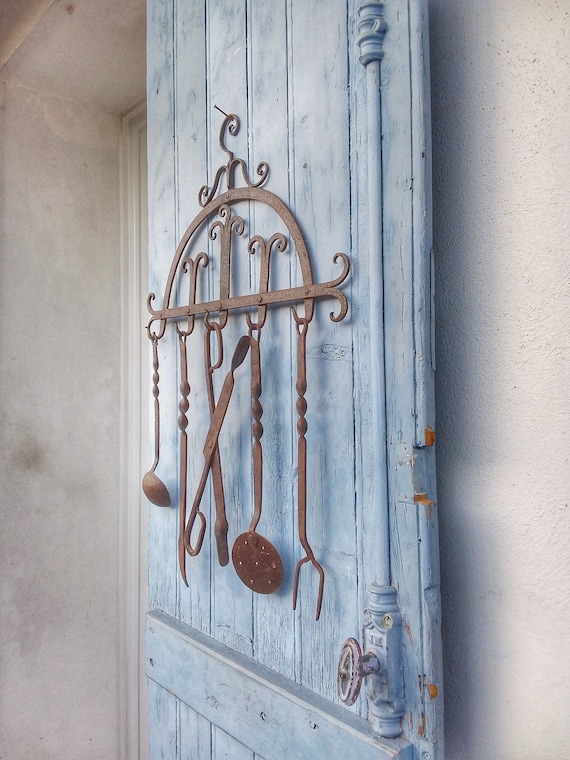 Cuillère De Service Longue En Fer Ancienne Artisanale Inde - Ustensile De Cuisine Vintage