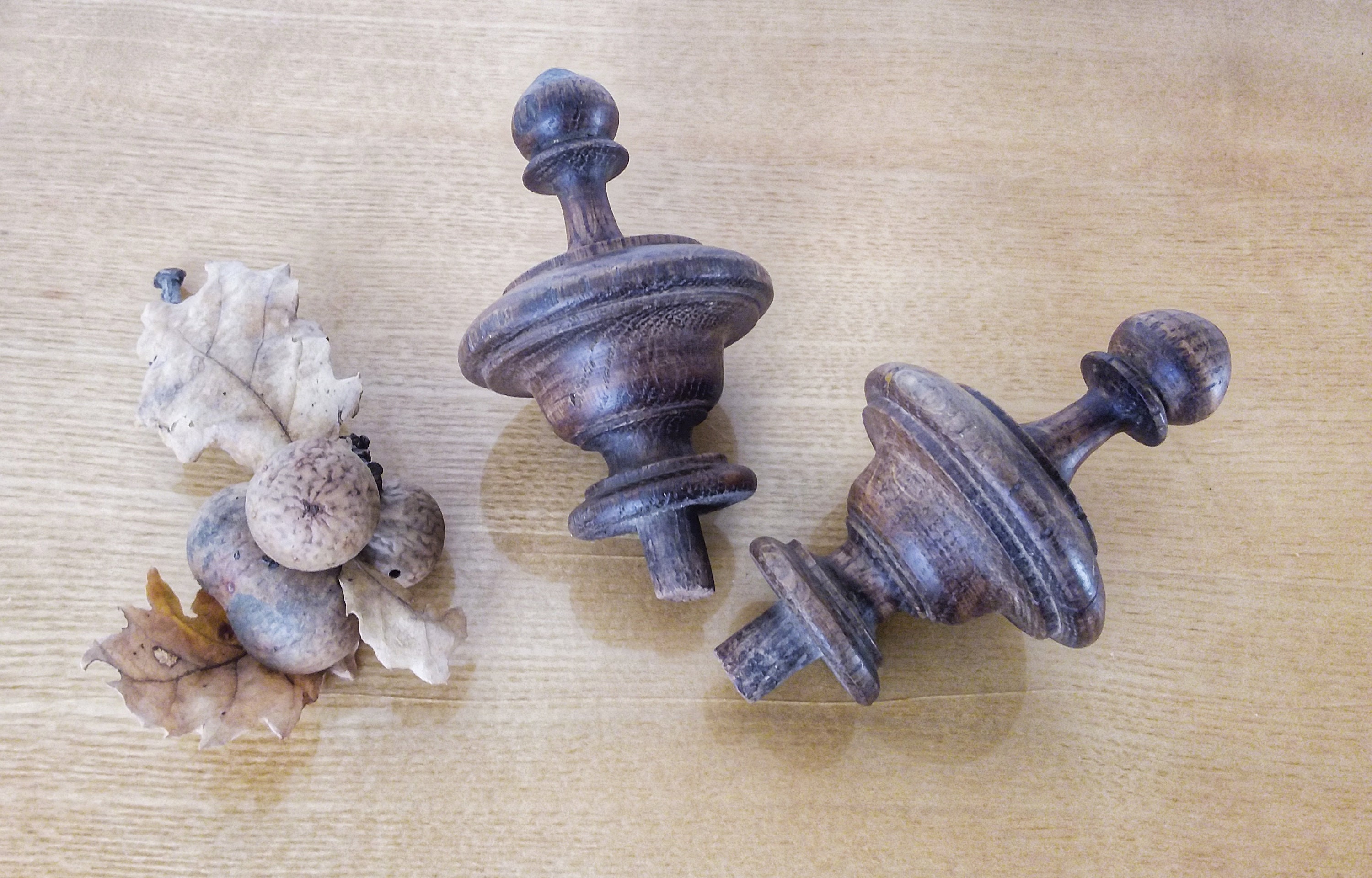 Ancien 2 Fleurons Français en Bois Tourné Fin 19Ème ... Style Shabby Chic France