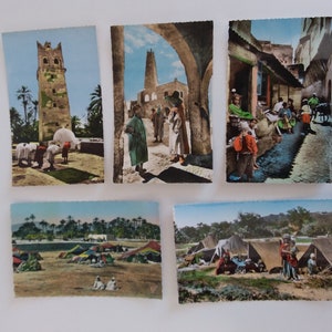 lot 5 Cartes postales Scènes et types "Sidi M'cid, Mosquée , Casbah, Nomades ..." anciennes 1930 / 1940