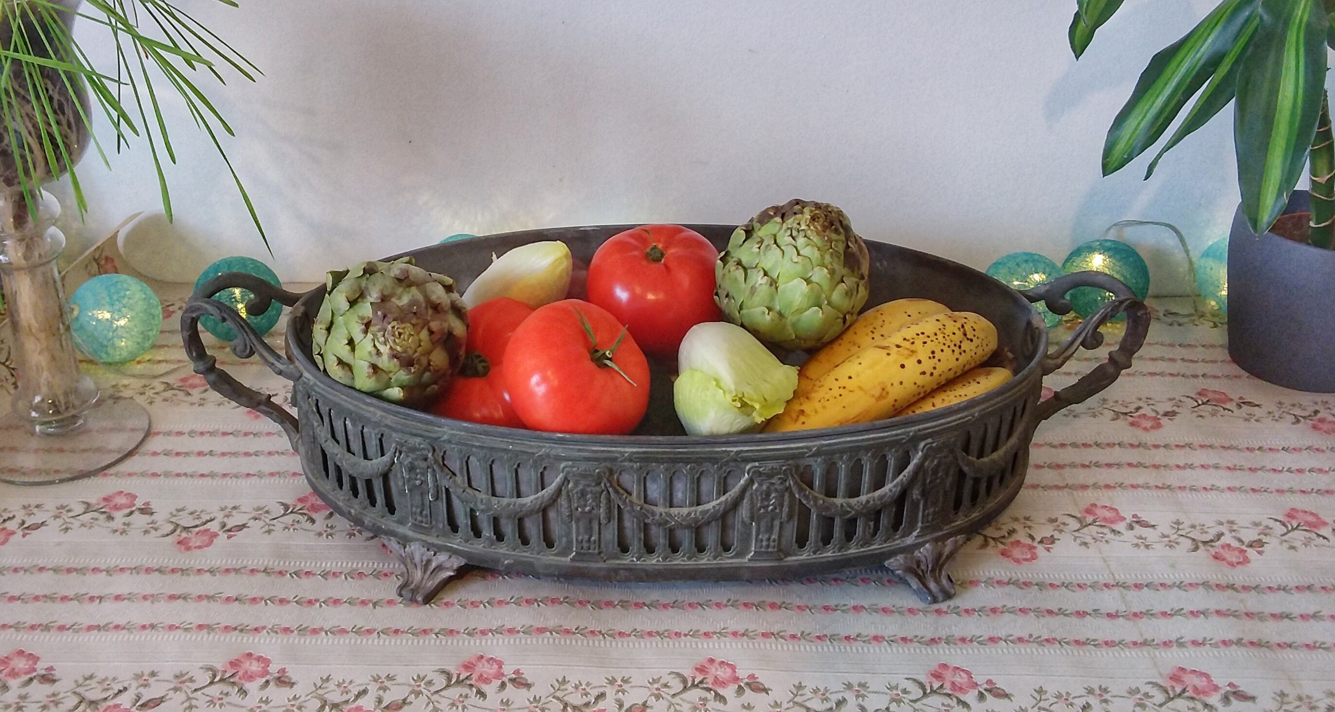 Antique 19Ème. Ancienne Grande Jardinière. Cache Pot. France. Centre de Table en Bronze et Laiton