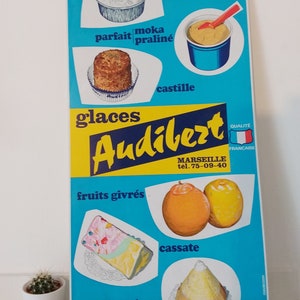 Rare Pub advertising (PLV) vintage GLACEs AUDIBERT in Marseille.  France. Made at MARSEILLE. France