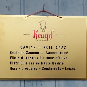 Pub advertising (PLV) vintage metal Trademark KEMPF Strasbourg. 1960