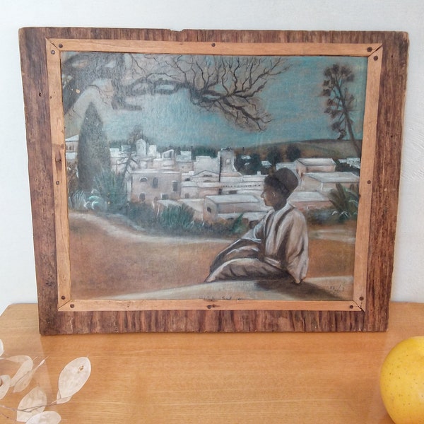 Ancien Tableau Sidi Bou Saïd. Tunisie .  Peinture orientaliste . Vers 1950