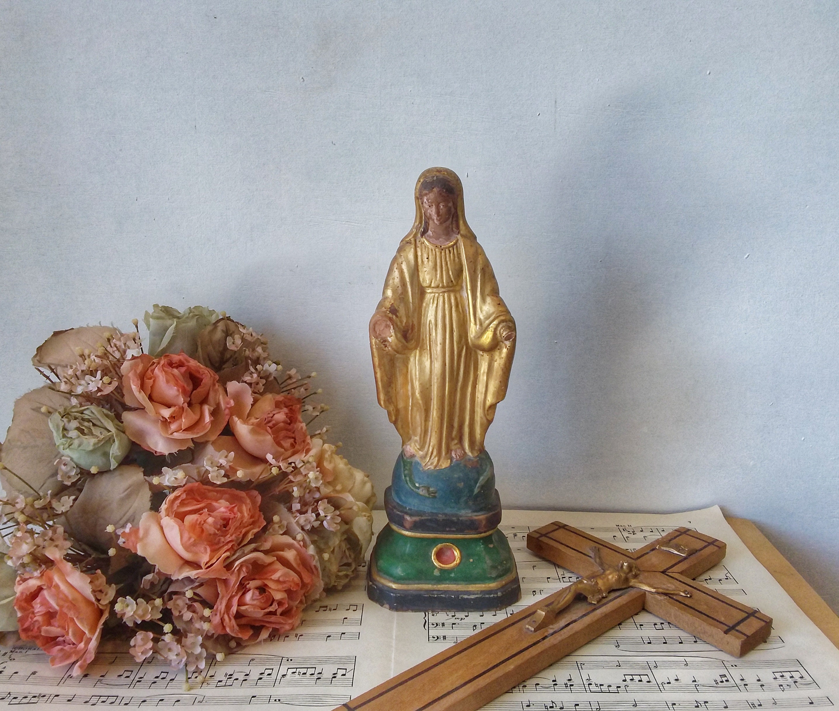 Ancienne Vierge de Marseille en Terre Cuite ou Santibelli, 19Ème Siècle . Sud France Provence Polych