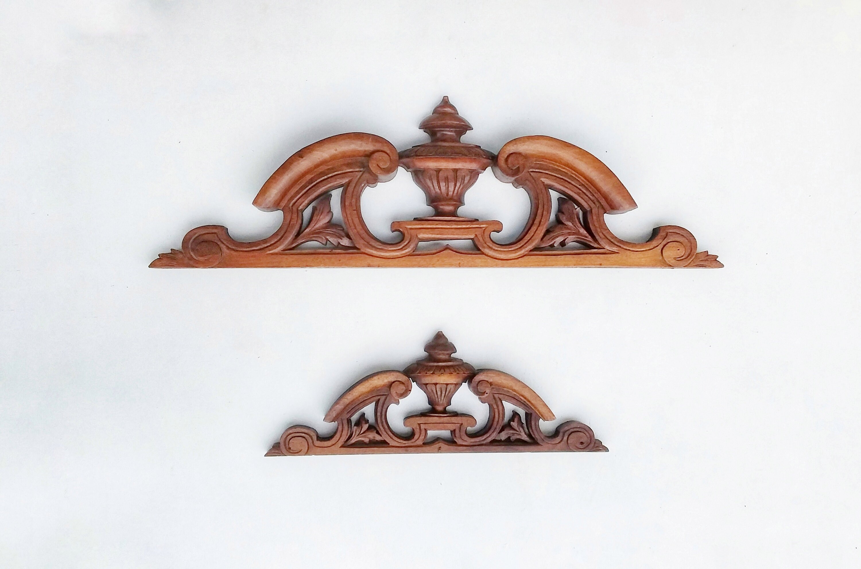 Lot 2 Frontons en Bois Sculpté Français. France. Antique ... Shabby Chic Fin 19Ème Siècle.