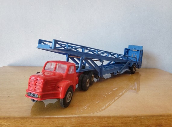 NOREV Berliet TBO 15 + Remorque Transport Voitures - 1/43 - Bleu - Occasion (sans Boîte)