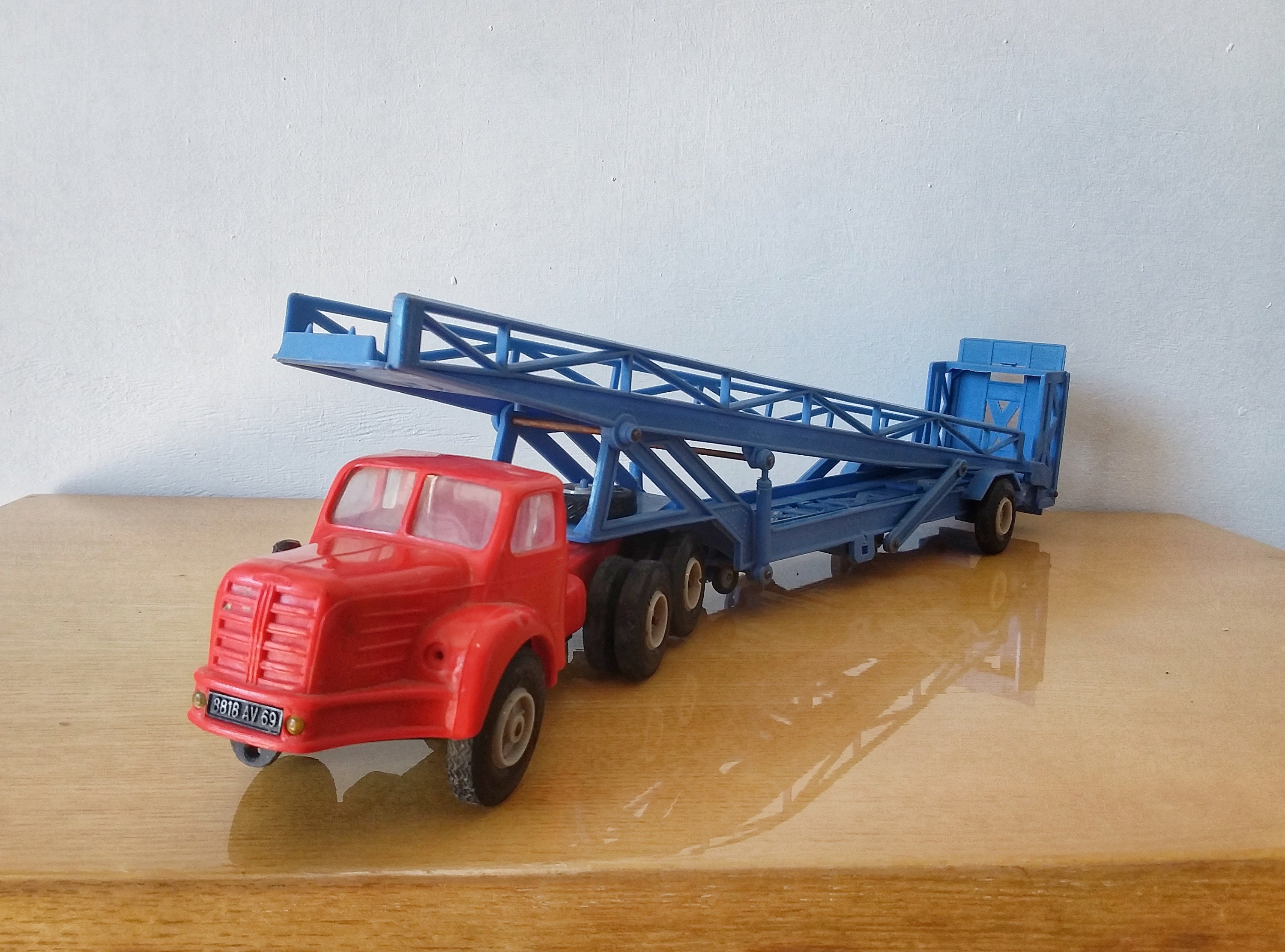 NOREV Berliet TBO 15 + Remorque Transport Voitures - 1/43 - Bleu - Occasion (sans Boîte)