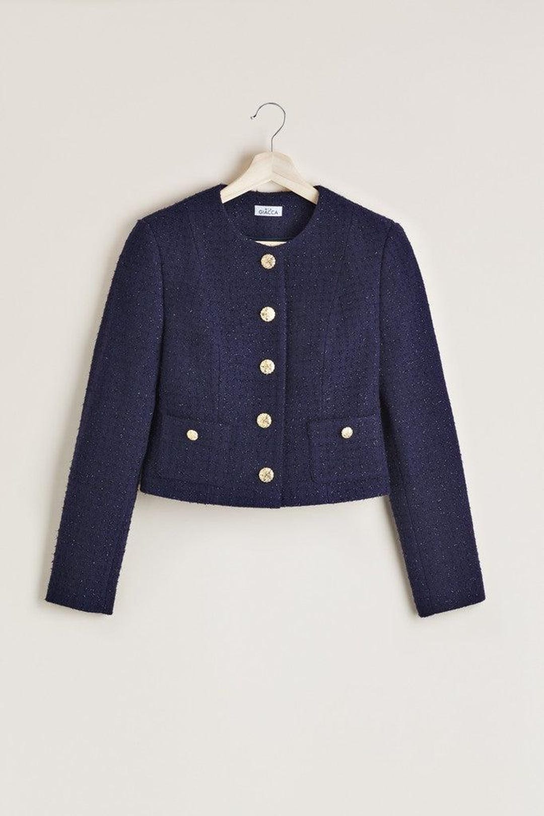 2010063 Navy Blue Pocket Detailed Jacket