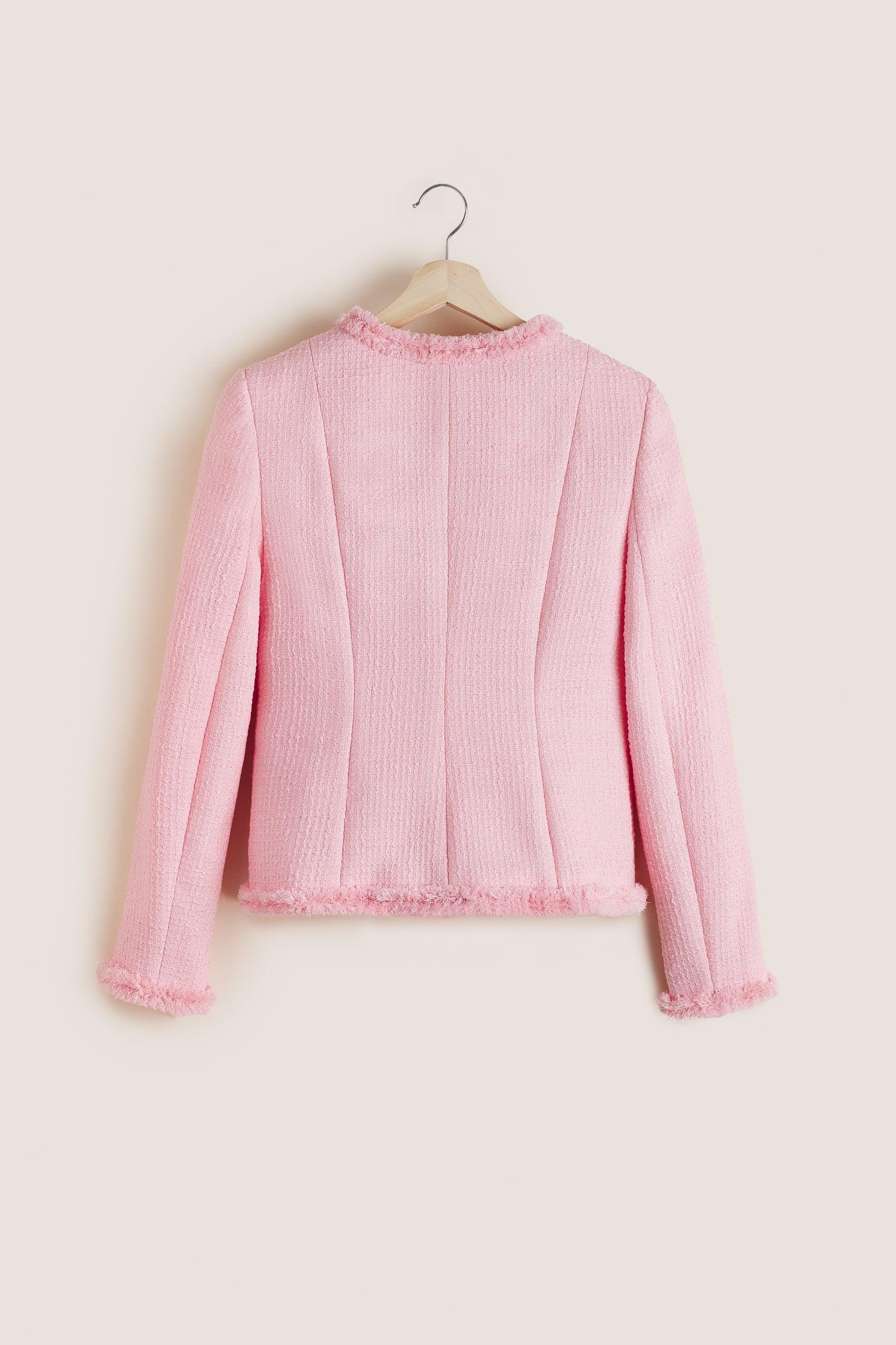 Benning Crop Tweed Jacket in Pink