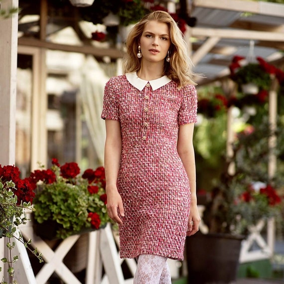 pink tweed dress