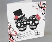 Sugar Skulls Valentine Card Goth Gothic Rockabilly Alternative Spooky Unusual Candy Skull Valentine 39 s Day