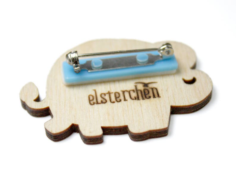 Brooch Jewellery WOODEN ***BLUE ELEPHANT***
