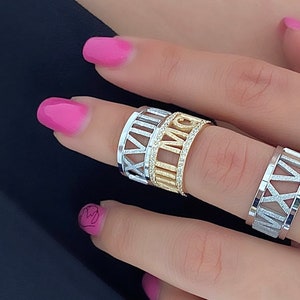 Custom Roman Numerals Ring • Date Ring • Personalize Numeral Jewelry • Anniversary Ring • Personalized Gifts • Mothers Gift • Grandma Gift