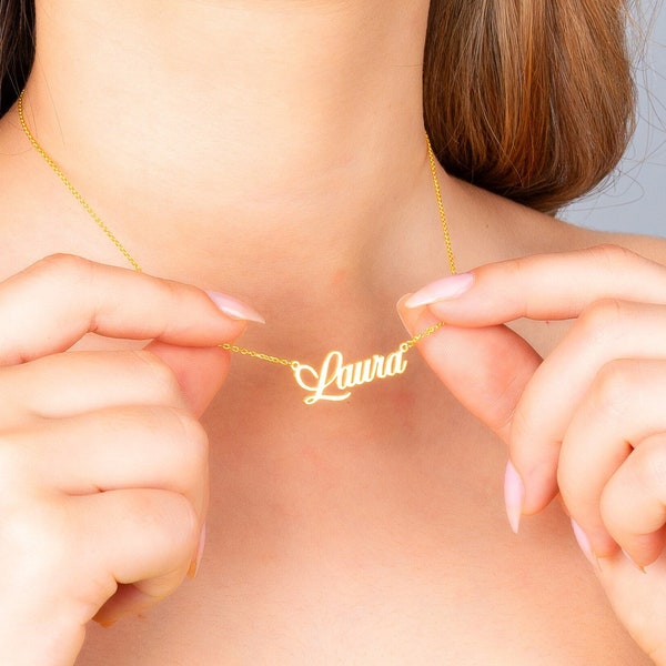 Personalized 14K Solid Gold Name Necklace, Personalized Gifts , Custom Name Necklace, Necklace For Woman, Christmas Jewelry, Gift For Her.