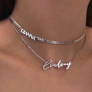 Sideways Dainty Name Necklace, Asymmetrical Jewelry, Custom Slanted Minimalist Necklace, Tiny Off-Centered Name Choker, Teenager Gift