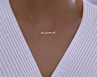 Dainty Mama Necklace, Mama Script Necklace, Mother's Day Gifts, New Mom Necklace, Perfect Gift for Mom, Minimal Necklace for Moms