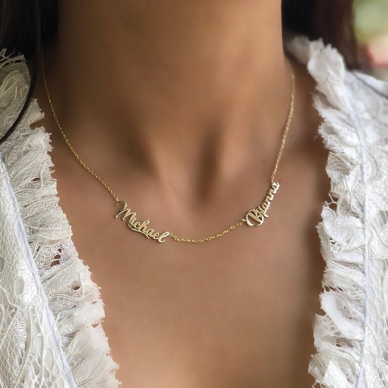 Two Names Necklace Custom Name Necklace Kids Names Etsy