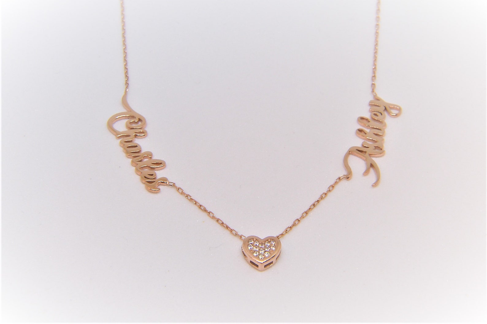 Personalized Two Names Necklace with Heart2 Name NecklaceMom Etsy