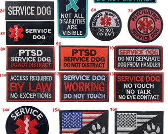 Service Dog Patch Vests//Harnesses Access Required by Law No Exceptions Applique Embroidered Fastener Hook /& Loop Emblem