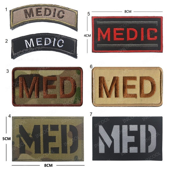 Medic Embroidered Patches IR Reflective MED Military Patches Tactical Combat EMT Emblem Applique Fabric Embroidery Badges