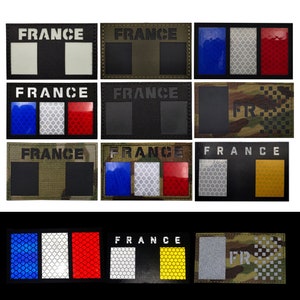 May include: A set of 10 patches featuring the French flag in various color combinations and designs. The patches are made of fabric and have a velcro backing. The patches are perfect for adding a touch of French flair to your clothing, bags, or other accessories.