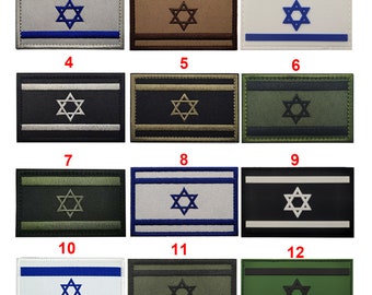Israel Flag Embroidery Patch Israeli Flags PVC Rubber Patches Army Green Tactical Military Emblem Appliqued Badges For Clothing Backpack