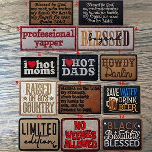 Parches bordados con letras en inglés "Blessed", frases motivacionales "Amo a mamá y papá", apliques decorativos para hombros, insignias DIY