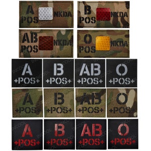 Blood Type A B AB O Positive Pos NKDA Infrared IR Reflective Patches Tactical Military Patch Cp Armband Decorative Badges