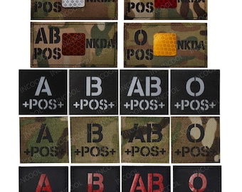 Groupe sanguin A B AB O Positif Positif NKDA Infrarouge IR Patchs Réfléchissants Patch Militaire Tactique Brassard Cp Insignes Décoratifs