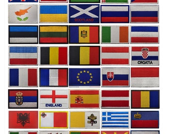 Europe Country Flag Embroidered Patches UK Germany Italy Holland France Poland Switzerland Romania Sweden European Flag Emblem Hook Loop