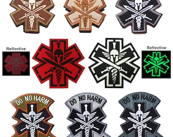 Spartan MEDIC Infrared IR Reflective Patches Tactical Military Embroidered Patches PARAMEDIC Medical Emt Do No Harm Embroidery Badges