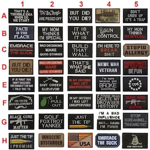 Funny Classic Saying English Alphabet Motivational Phrases Embroidered Patches Biker Slogan Words Patches Appliques Tactical Emblem Badges