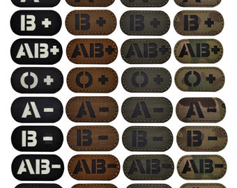Blood Type a b ab o Positive Negative POS NEG Reflective Infrared IR Patch Tactical Appliqued Hook Loop Badges Glow In Dark