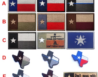 American Texas State Lonely Star Flag Patch Hook Loop Embroidered DIY Decorative Appliqued Texas Emblem for Backpacks Clothing Jacket