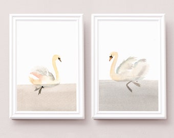 Swan Printable Baby Room Boho Wall Art Set