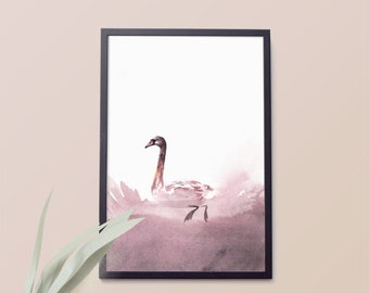 Printable Nursery Swan Print Digital Sympathy Card