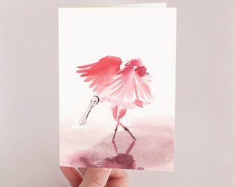 Watercolor Bird Spoonbill Mother's Day Card Nursery Art Print