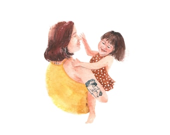 Personalized Gift for Mother and Daughter Custom Portrait