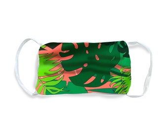 NEW Tropicale Print Luxe Reusable Face Mask. Satin Piping & Ear Loops. Reversible. Designed for Comfort.