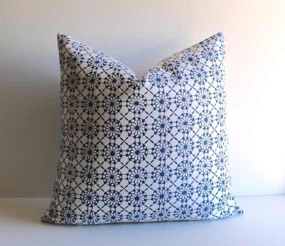 Handmade Navy White Flower Euro Sham Decorative Pillows For Etsy