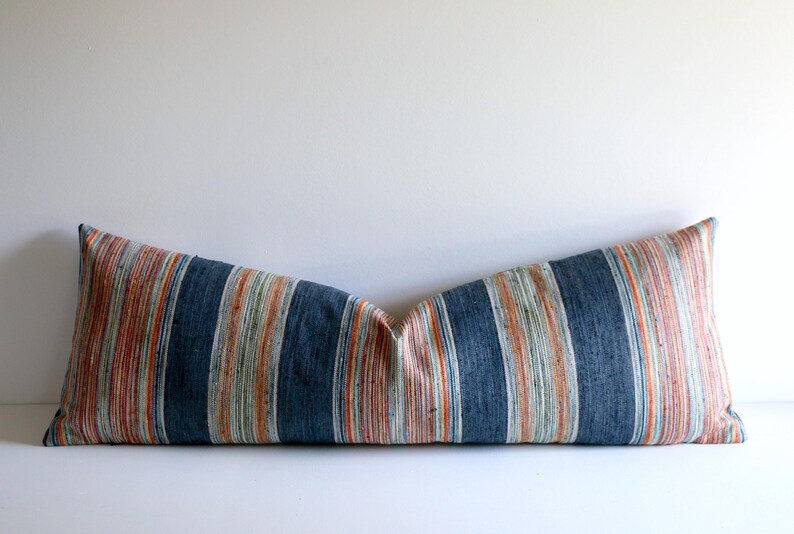 Indigo Woven Striped Pillow Body Pillow 20x20 12x21 Etsy