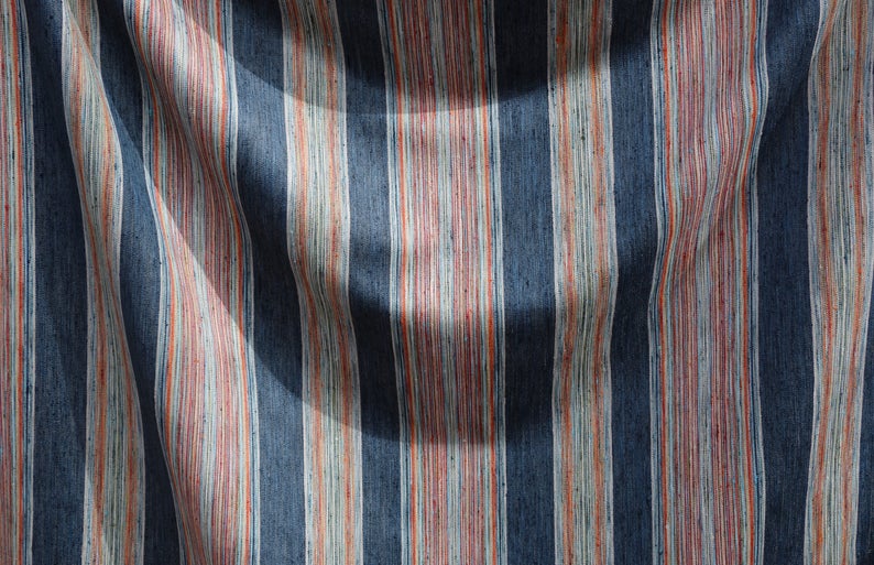 Indigo Blue Upholstery Fabric By The Yard Heavy Weight Woven Etsy