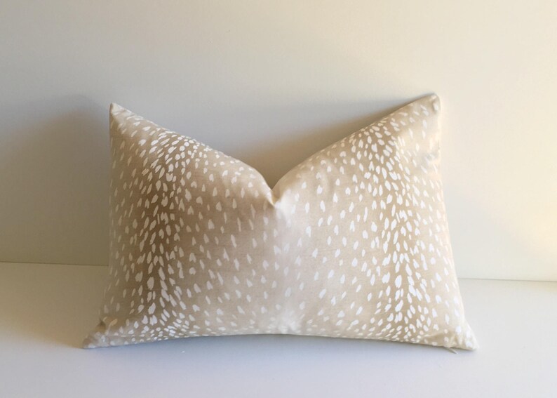 Ombré gradient Fawn Print Pillow cover Taupe Cotton Linen Throw Pillow Cover