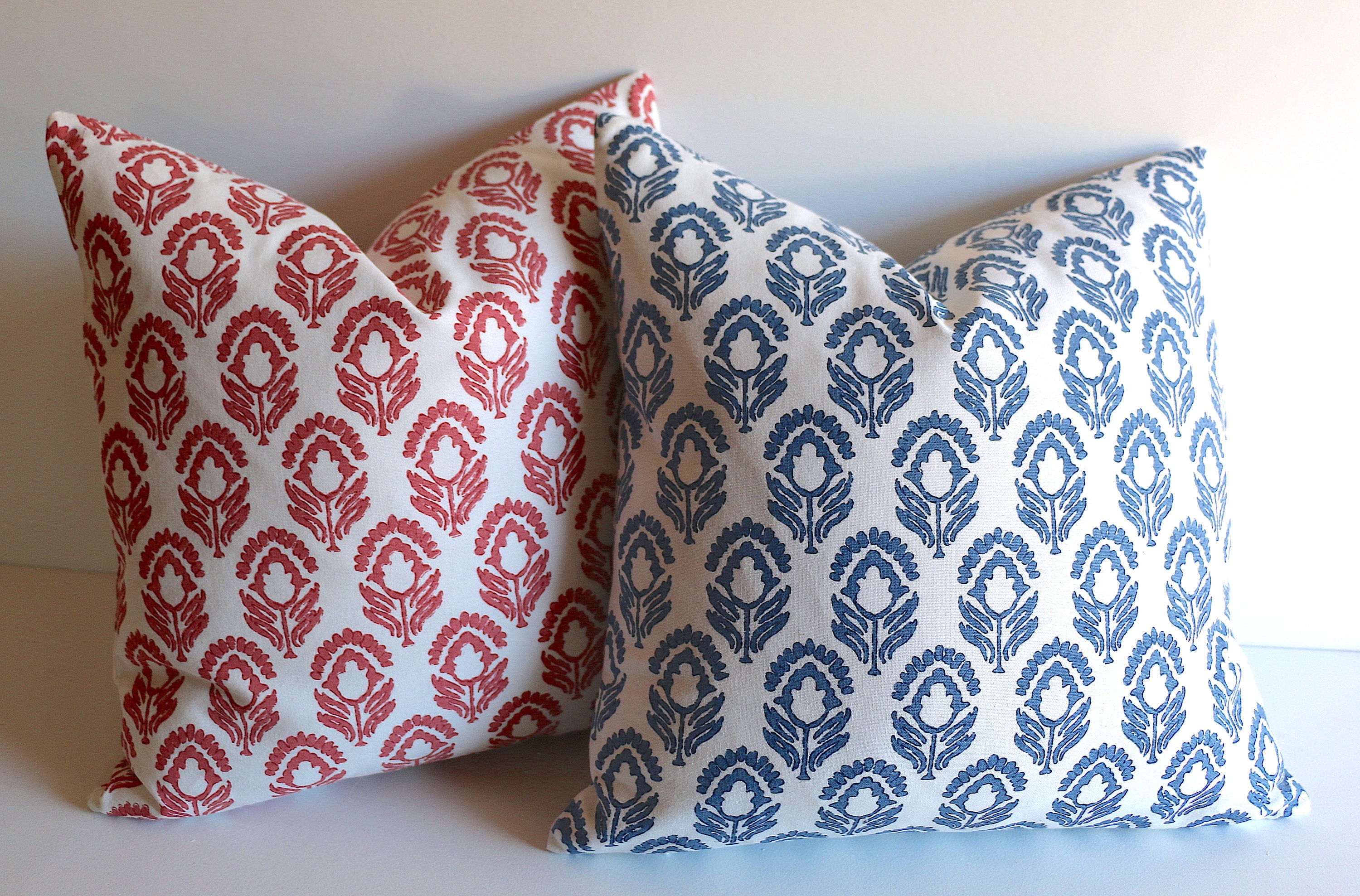 Indigo Bohemian Pillow Cover Blue Red Bohemian Pillows Indigo Cushions Denim
