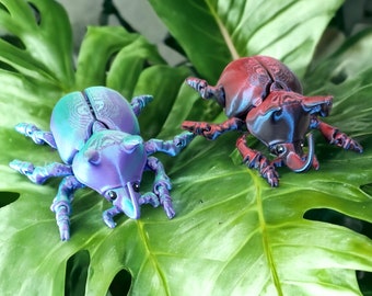 Rhinoceros beetle Cute Bug Articulated 3D Printed Toy Relief Stress Anxiety, Rhinoceros Bugs Office Toy, Mother's Day Gifts Rhino Beetle